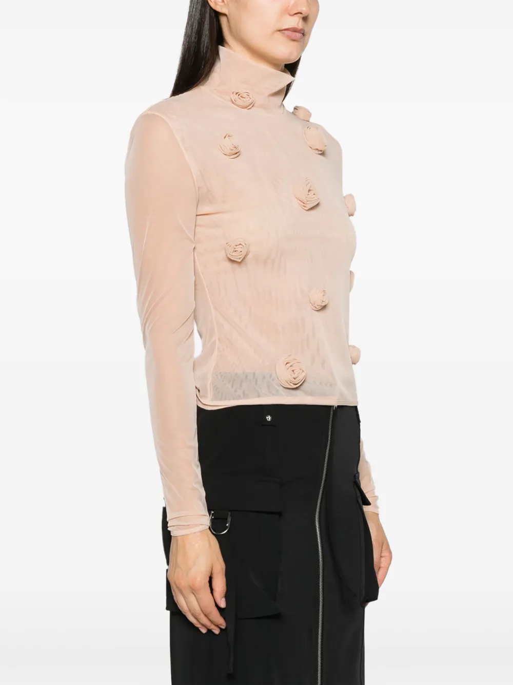 Blumarine Top met bloemenpatch Beige