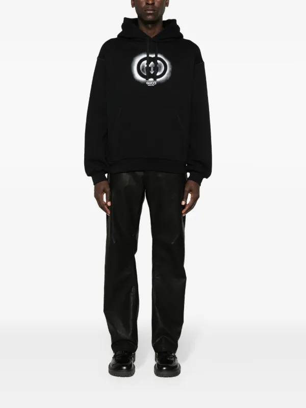 Gucci logo printed Cotton Hoodie Black FARFETCH AE