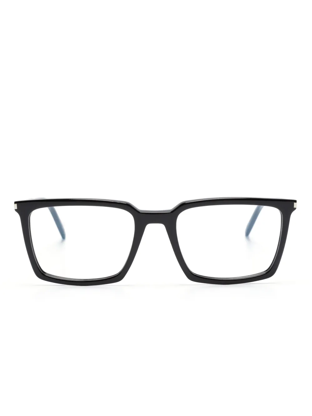 Saint Laurent Logo-engraved Rectangle-frame Glasses In Black