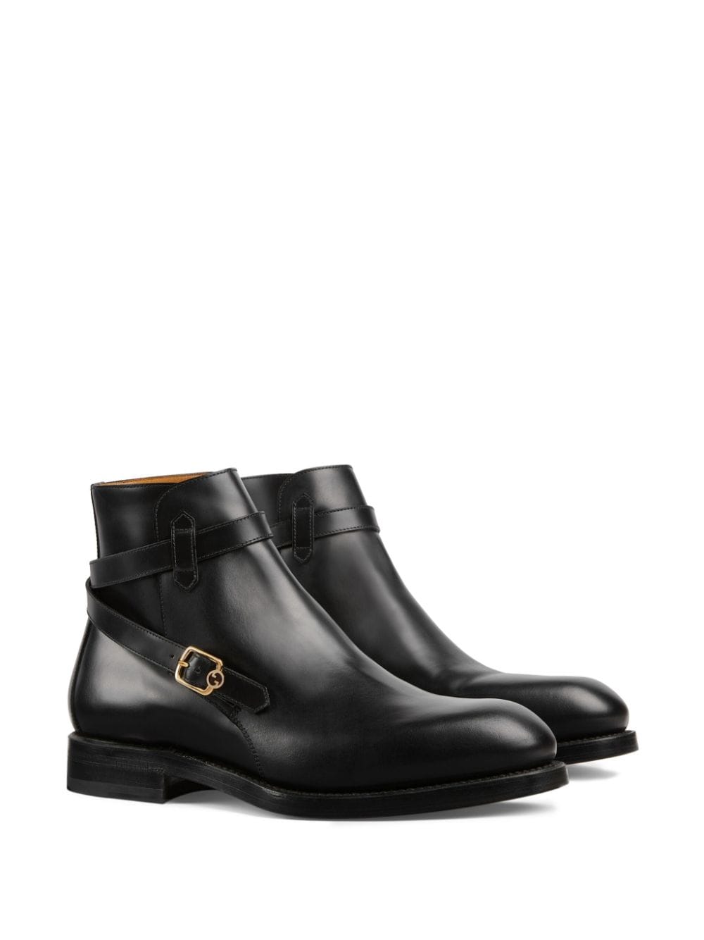 Shop Gucci Interlocking G-buckle Leather Boots In Black