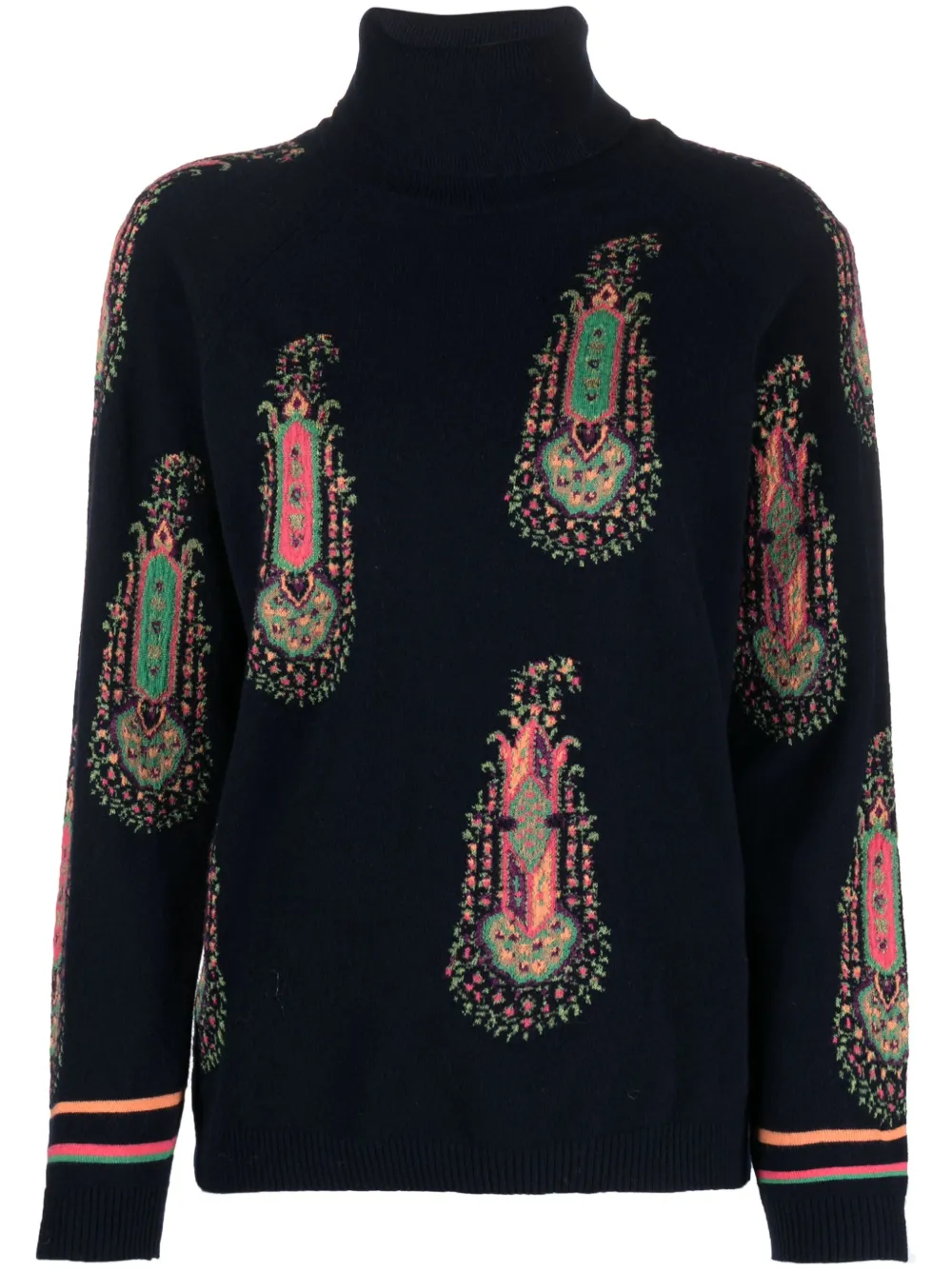 Shop Etro Paisley-print Roll-neck Jumper In Blue