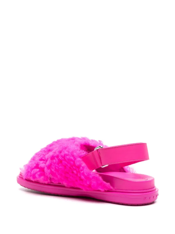 Marni Fussbet Shearling Sandals | Pink | FARFETCH