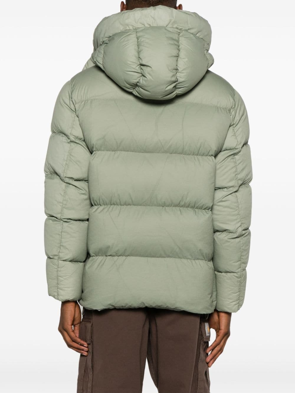 Shop Ten C Hooded Padded Jacket In Green