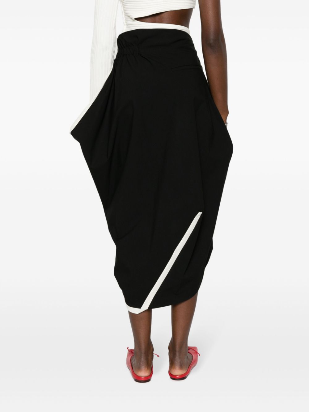 Shop Issey Miyake Asymmetric Draped Midi Skirt In Black