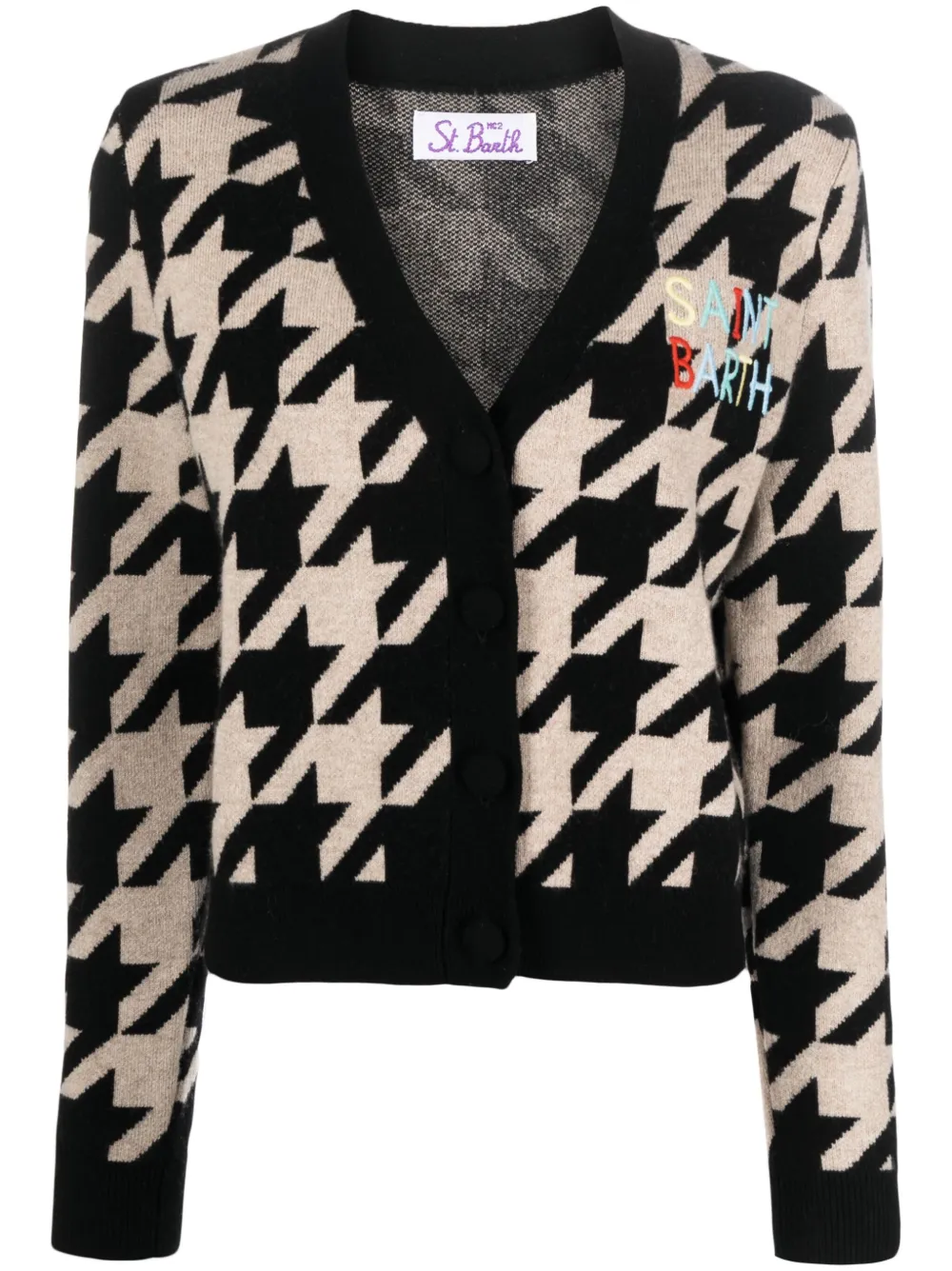 MC2 SAINT BARTH DIDY HOUNDSTOOTH-PATTERNED CARDIGAN