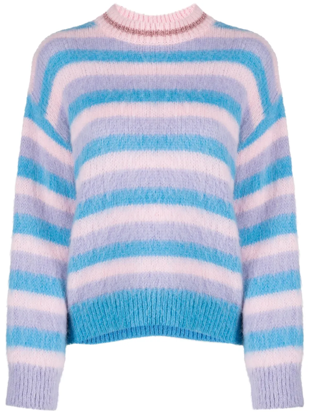 Mc2 Saint Barth Brushed Knit Sweater With Lurex Details In Blue
