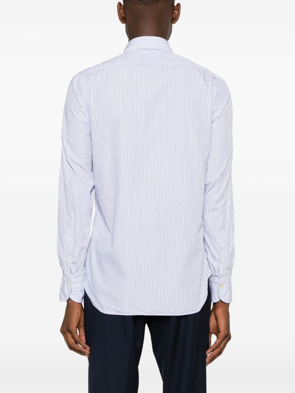 Shop Finamore 1925 Napoli Stripe Spread-collar Cotton Shirt In Weiss