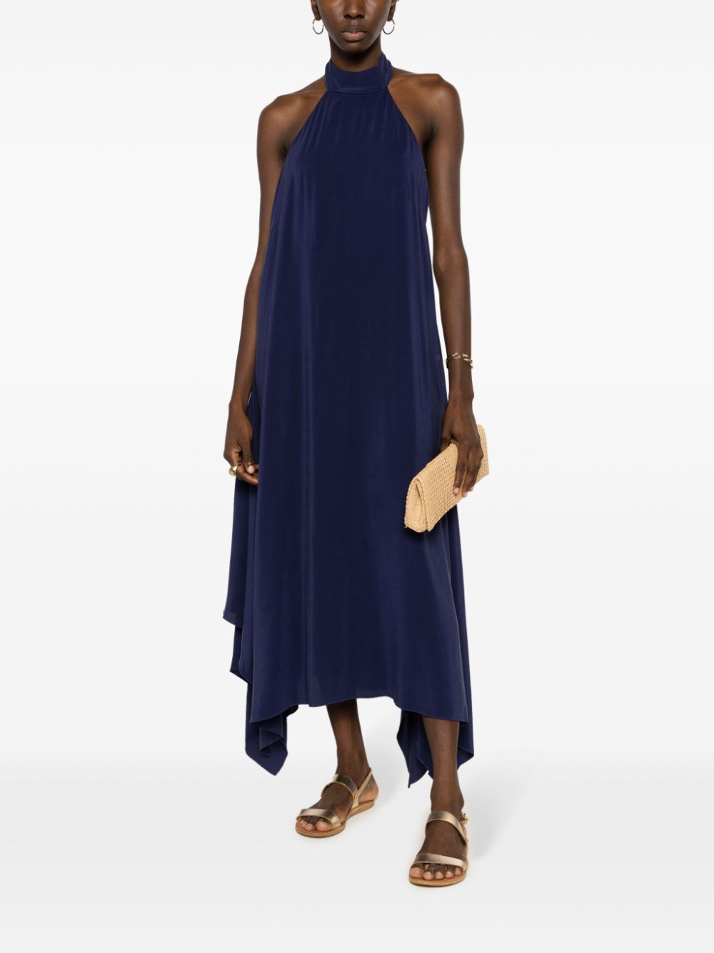 Lenny Niemeyer asymmetric-hem halterneck dress - Blue