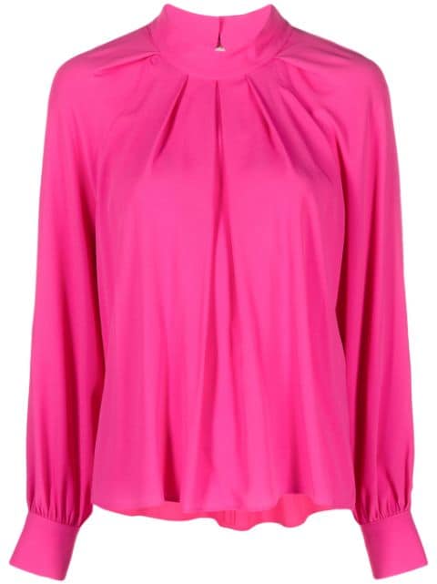 Luisa Cerano round-neck pleat-detail blouse