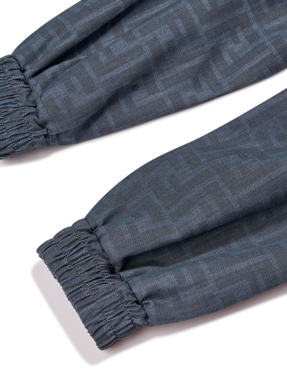 Shop Fendi Zucca-monogram Print Cotton Trousers In Blue