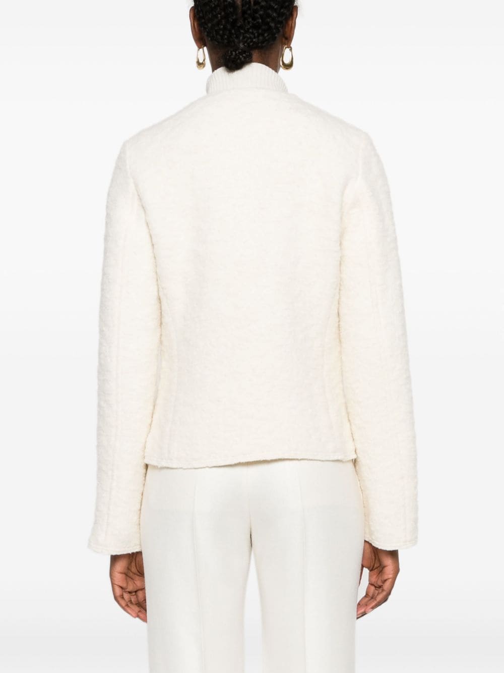Shop Chloé Textured Wool-blend Jacket In Neutrals