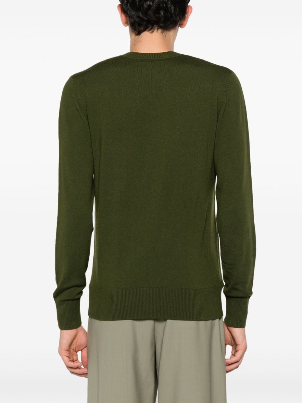 Shop Versace Jeans Couture Embroidered-logo Wool Jumper In Green