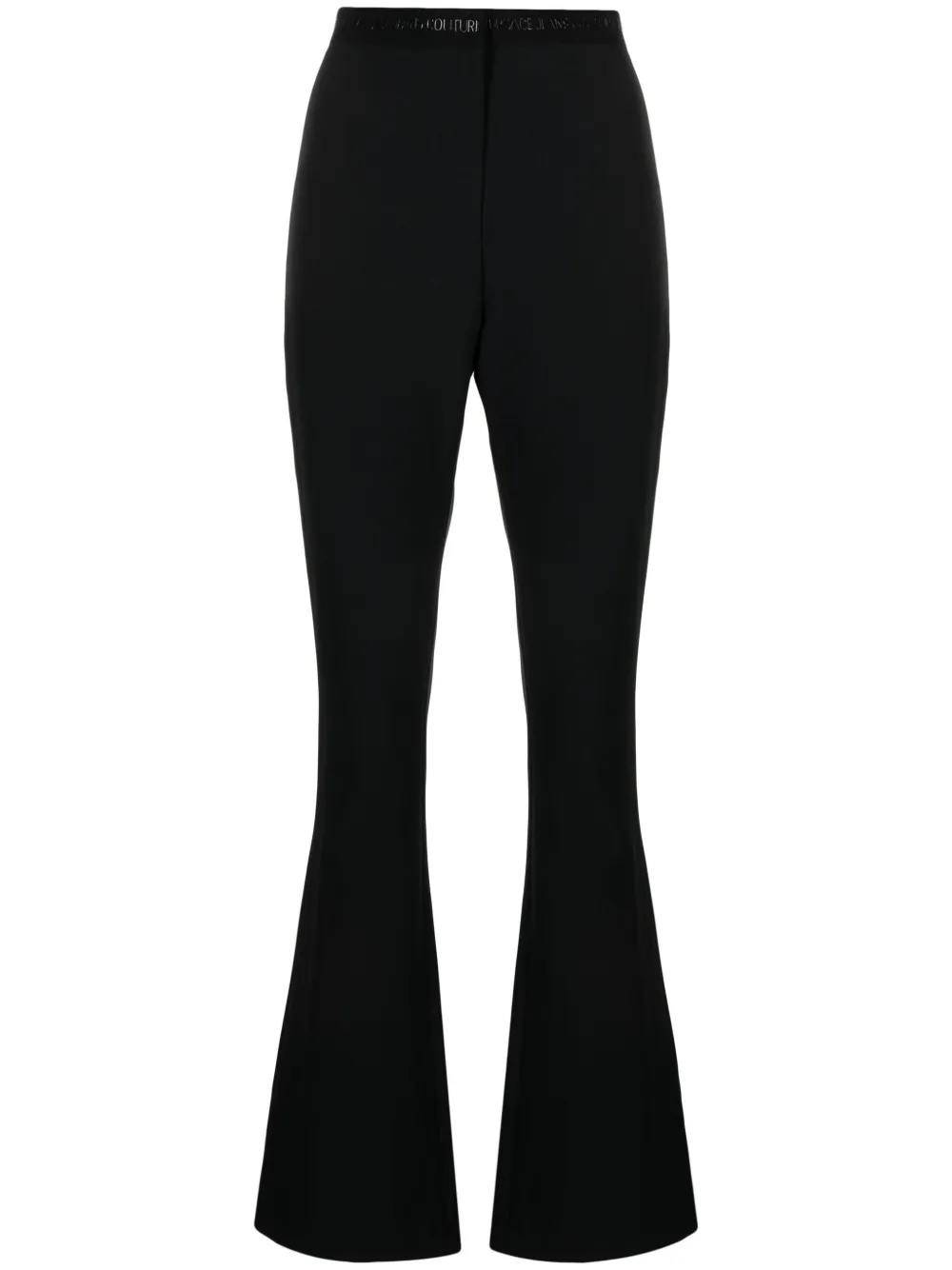 Versace Jeans Couture High-waist Logo-print Strap Trousers In Black