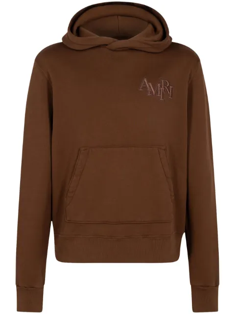 AMIRI Staggered logo-embroidered cotton hoodie