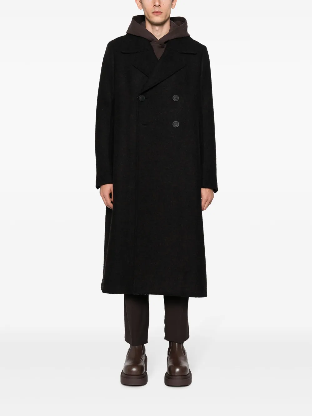 Rick Owens New Bell virgin wool coat - Zwart
