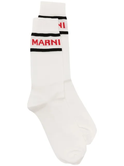 Marni contrast-trim intarsia-knit logo socks