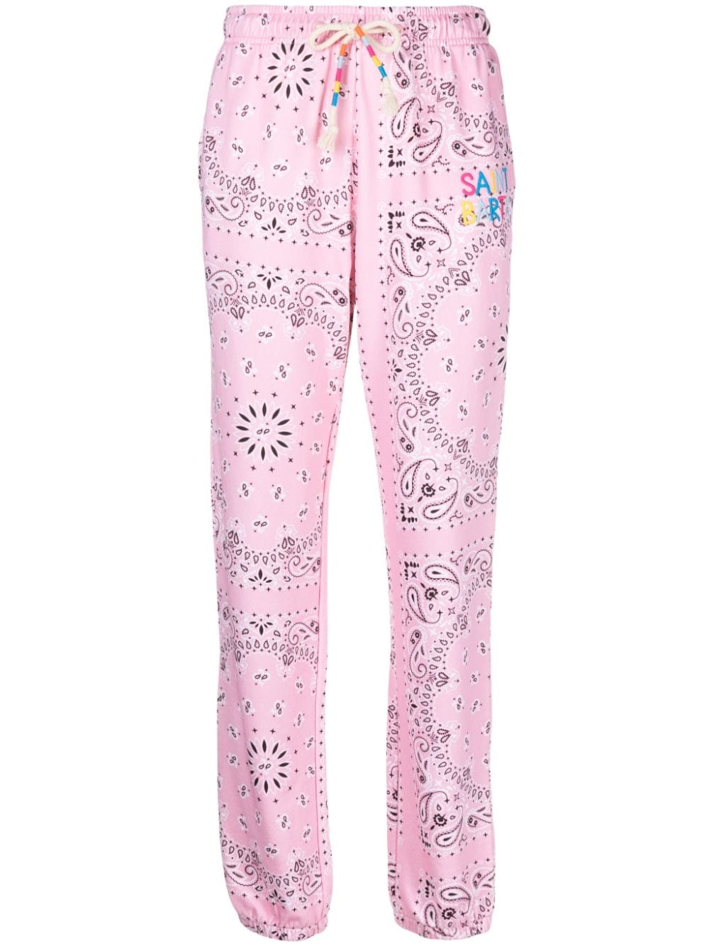 Mc2 Saint Barth Bandana-print Cotton Track Pants In Pink