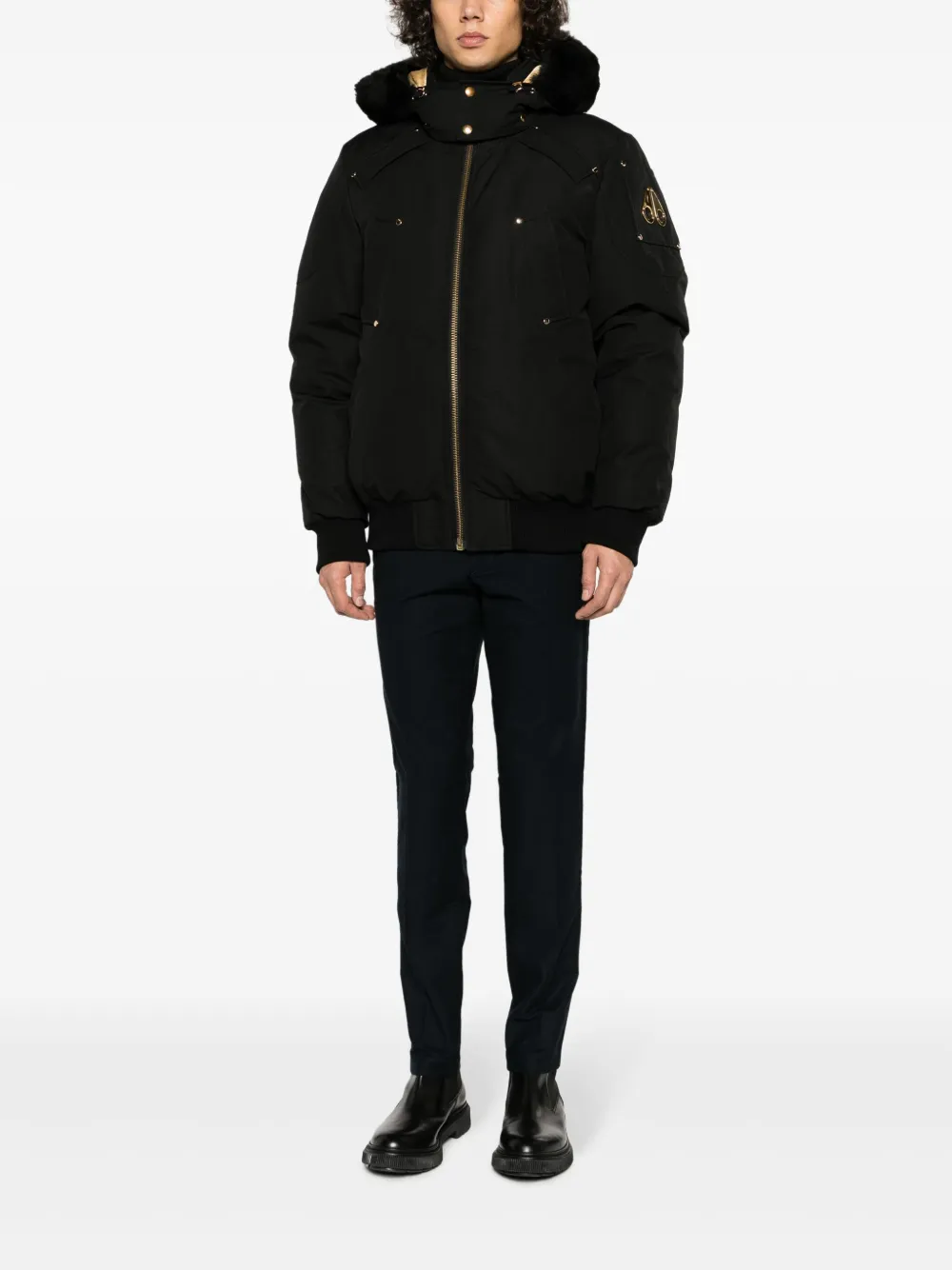 Moose Knuckles logo-plaque padded jacket - Zwart