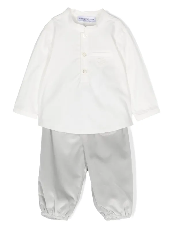 Emporio Armani Kids logo embroidered Cotton Babygrow Set