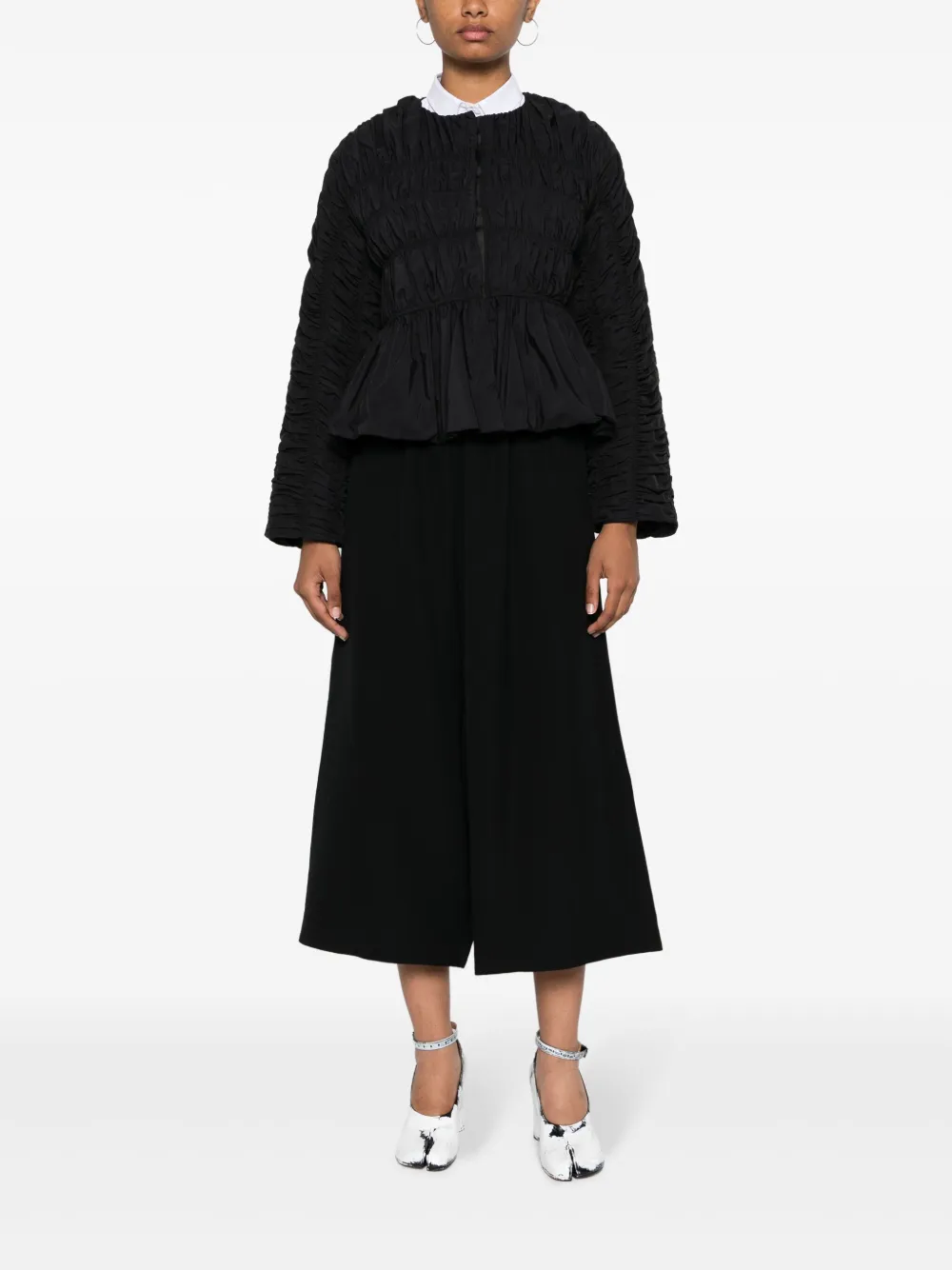 Comme Des Garçons wide-leg wool culottes - Zwart