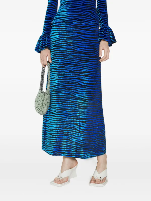 Rabanne Tiger-print Maxi Skirt in Blue