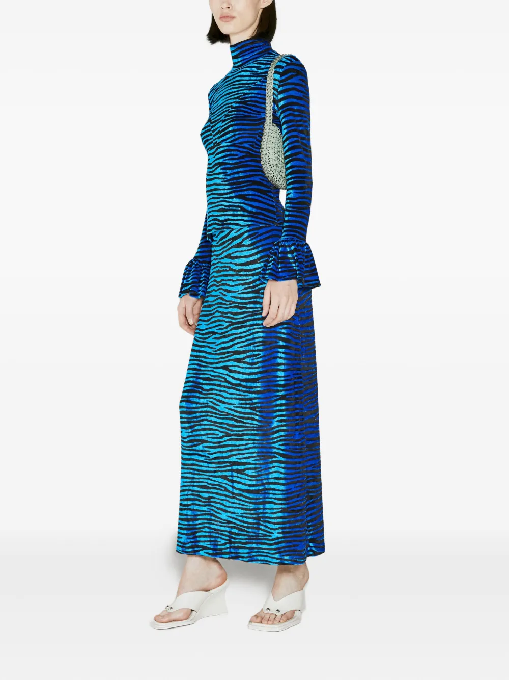 Rabanne tiger-print maxi skirt Blauw