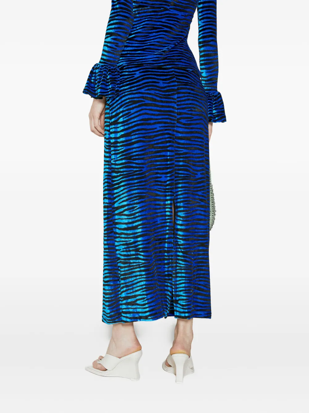 Rabanne tiger-print maxi skirt Blauw