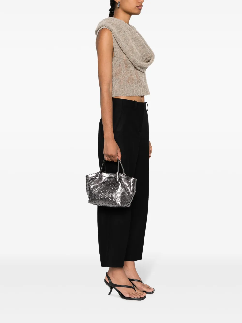 Serapian mini Secret Mosaico laminated tote bag - Grijs