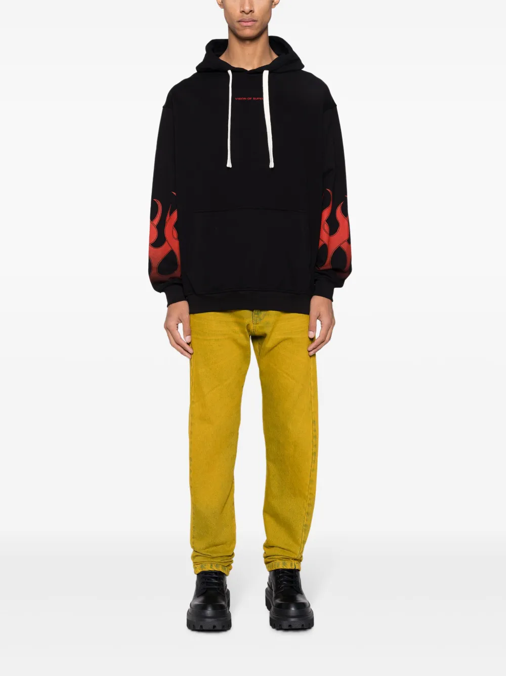 Vision Of Super logo-embroidered cotton hoodie - Zwart