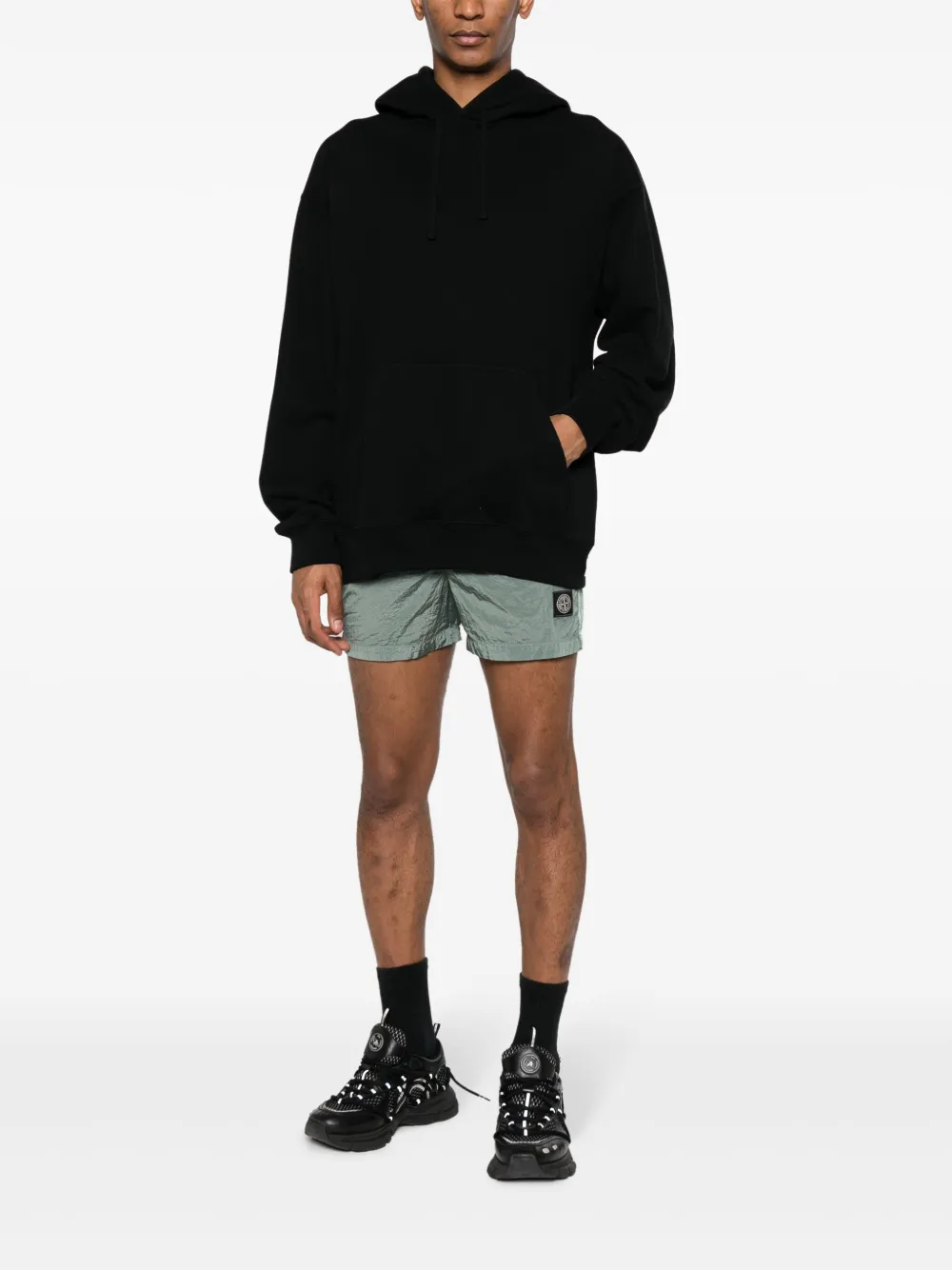 Stone Island Shorts met badge - Groen
