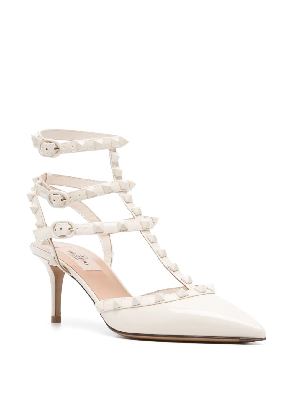 Valentino Garavani Rockstud 70mm patent pumps - Wit