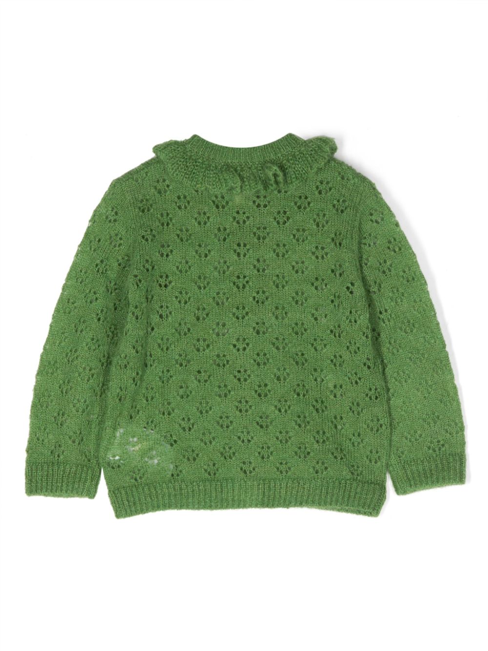 Bonton ruffled open-knit cardigan - Groen