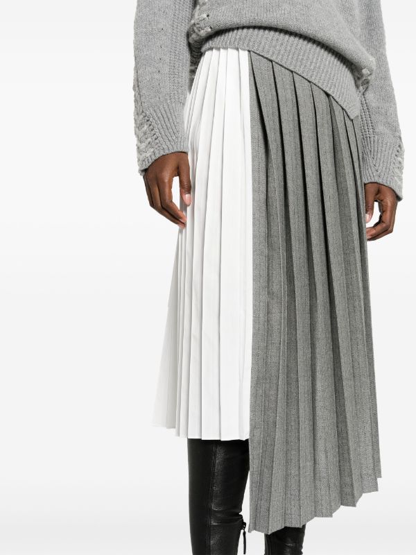 Sacai two-tone Asymmetric Pleated Midi Skirt - Farfetch