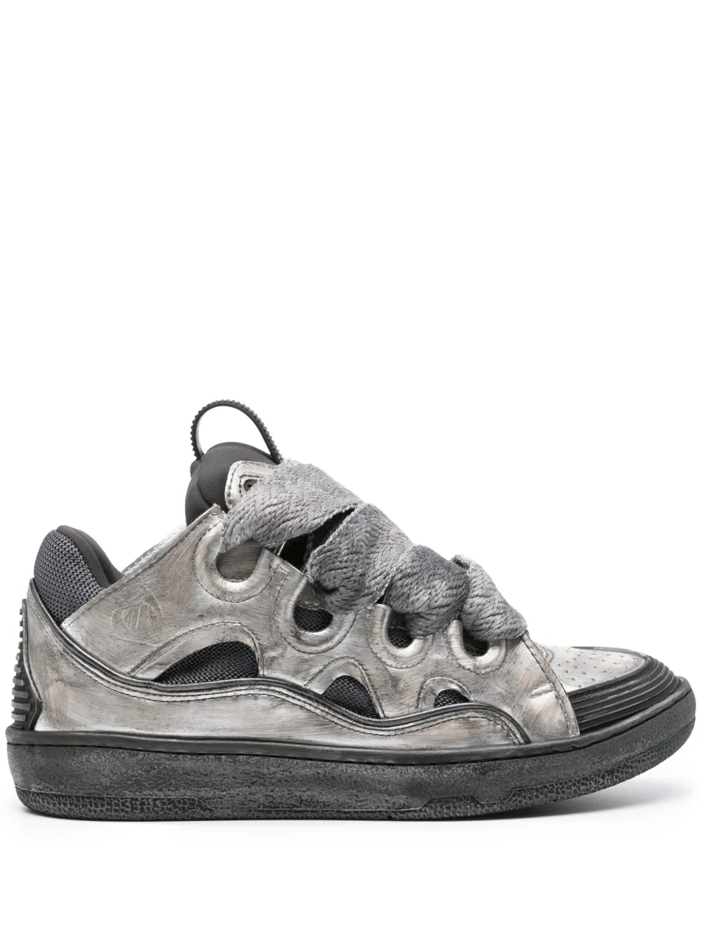 Lanvin Curb metallic panelled sneakers Silver