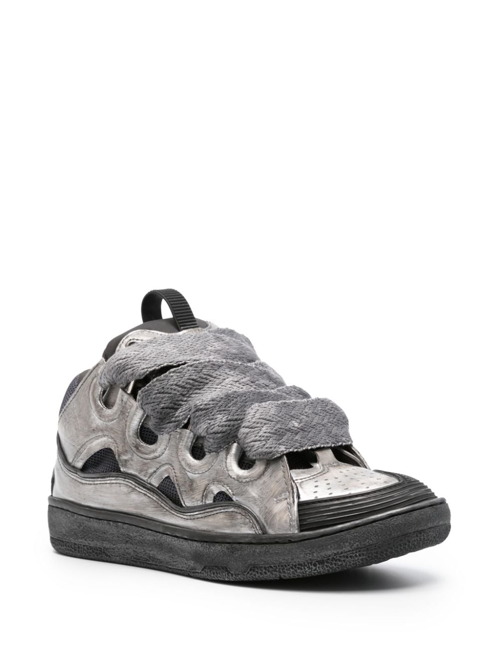 Lanvin Curb metallic panelled sneakers - Zilver