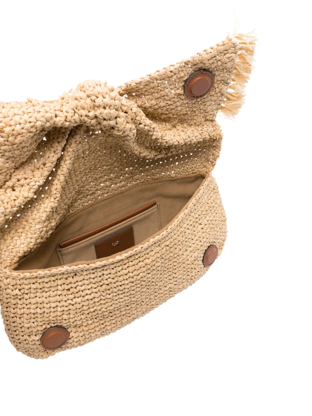 Anya Hindmarch Bow raffia clutch Beige