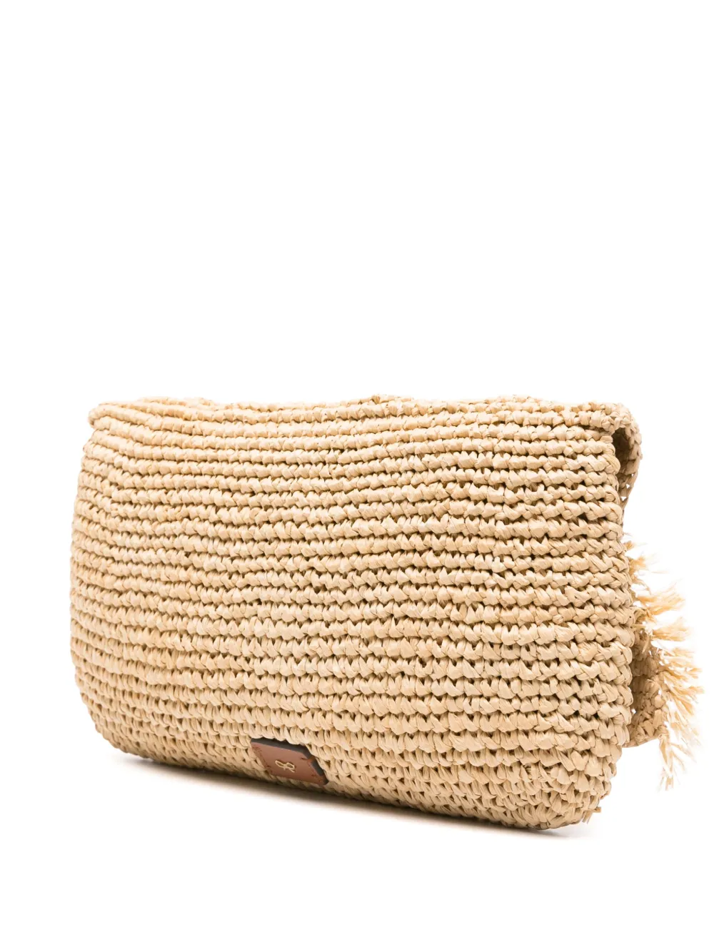 Anya Hindmarch Bow raffia clutch Beige