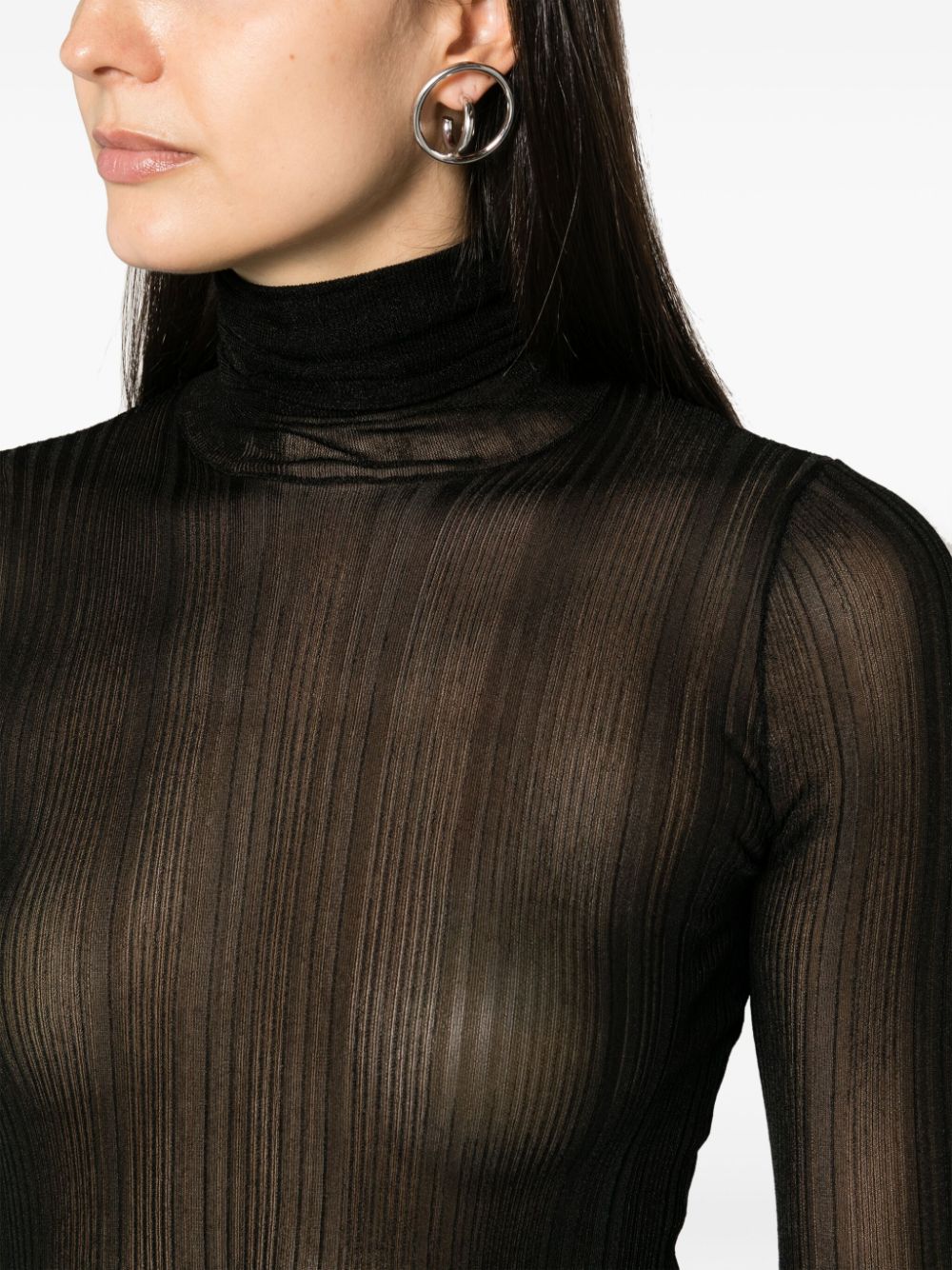 Shop Givenchy Semi-sheer Mock-neck Top In Black