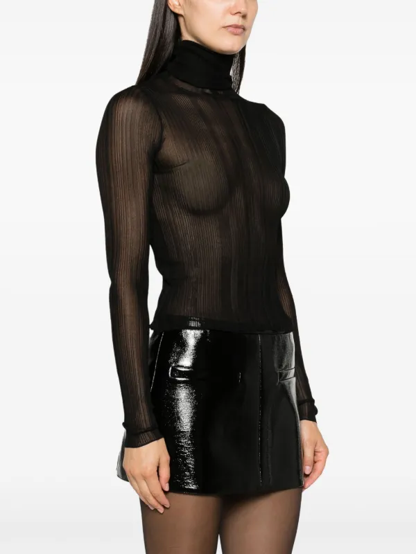 Semi sheer black top online