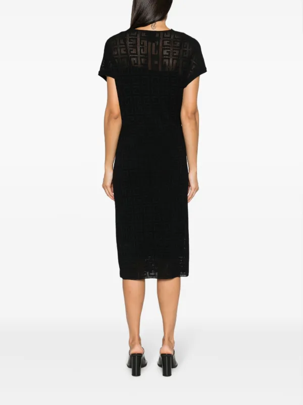 Givenchy 4G Jacquard Draped Midi Dress | Black | FARFETCH