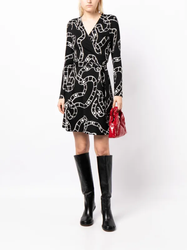 Dvf black and store white wrap dress