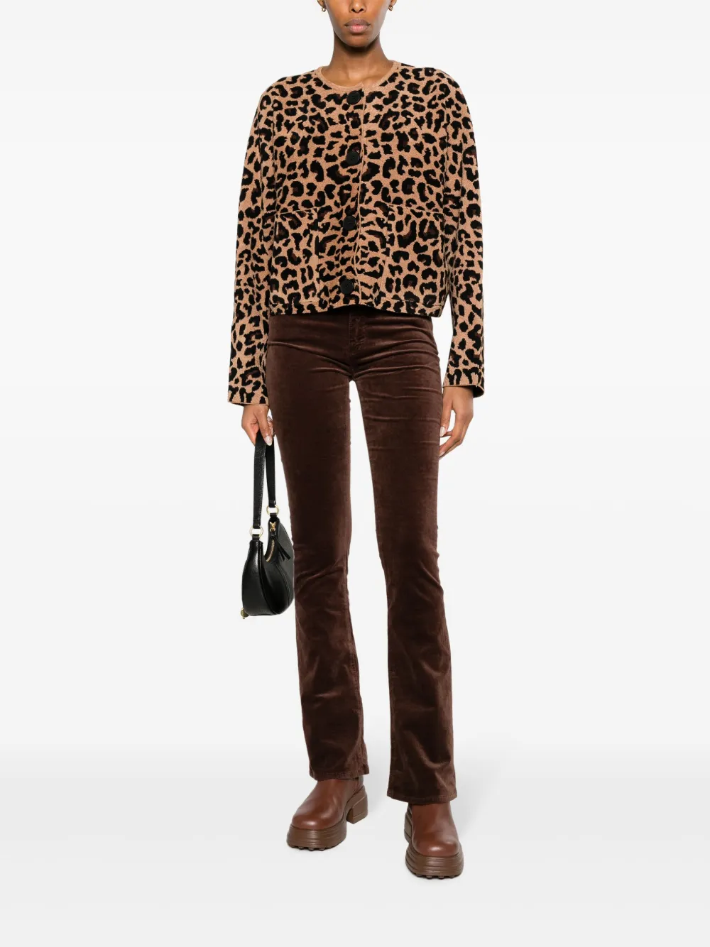 Essentiel Antwerp Elite leopard-intarsia cardigan - Beige