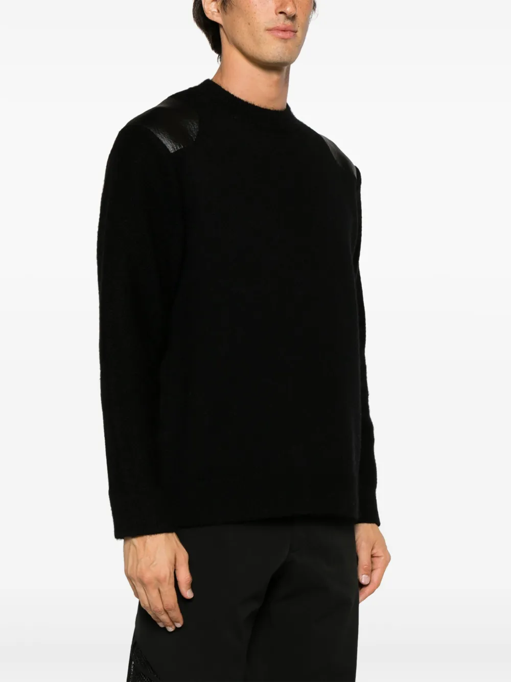 Shop Junya Watanabe Coated-detail Crew-neck Jumper In Black