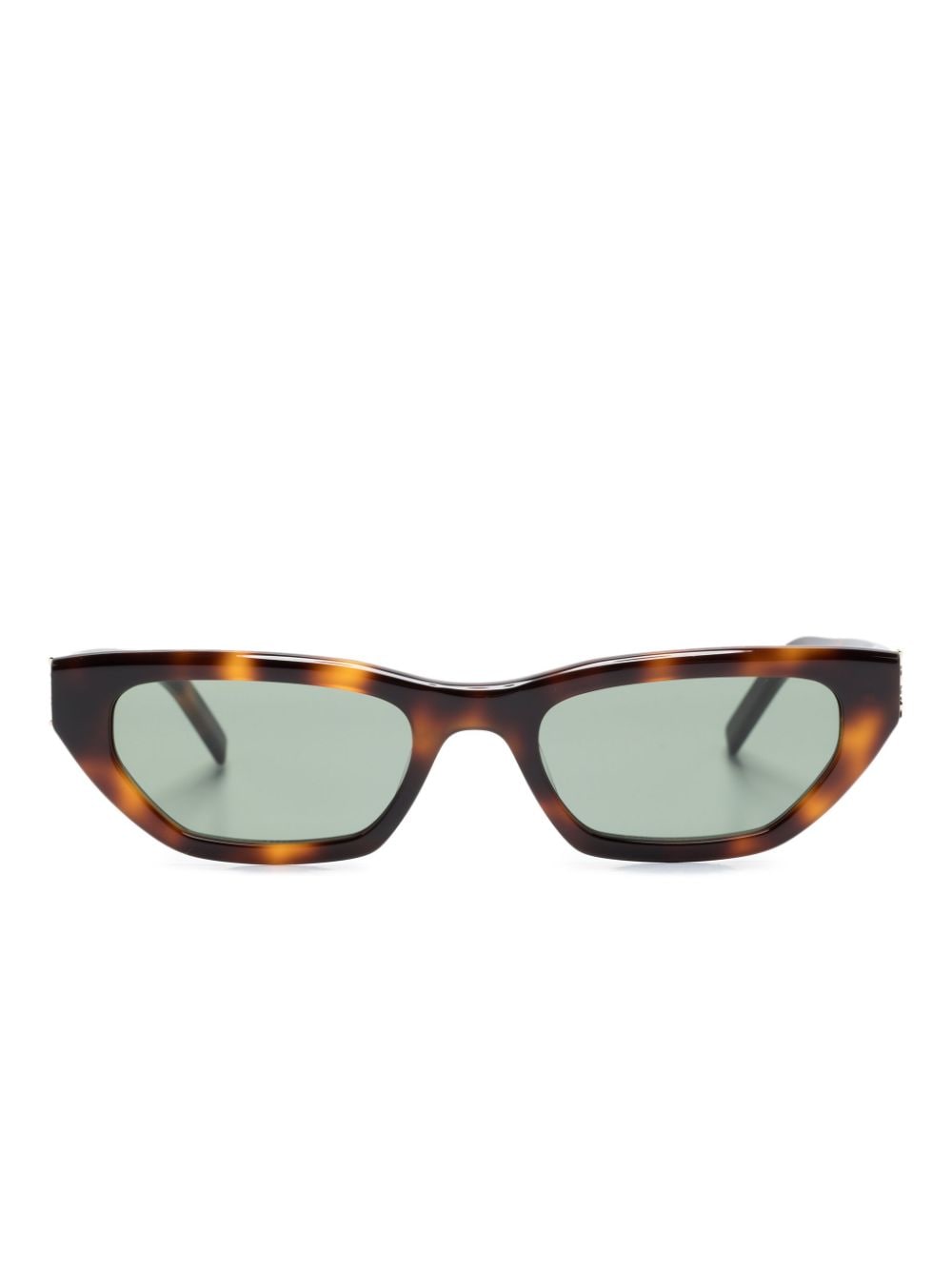 Saint Laurent Logo-plaque Cat-eye Sunglasses In Brown