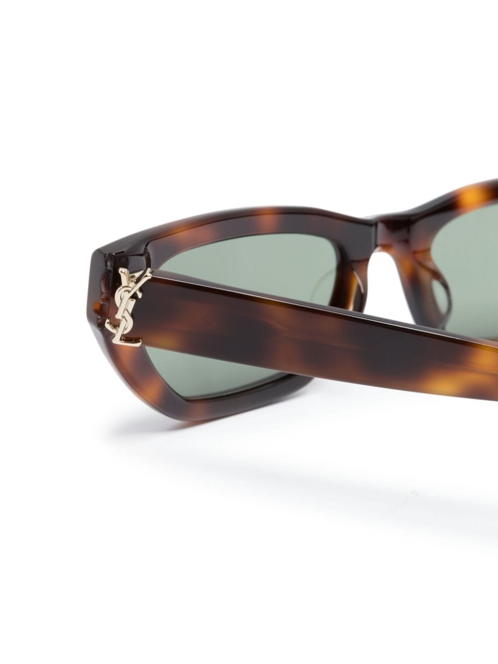 Shop Saint Laurent Logo-plaque Cat-eye Sunglasses In Brown