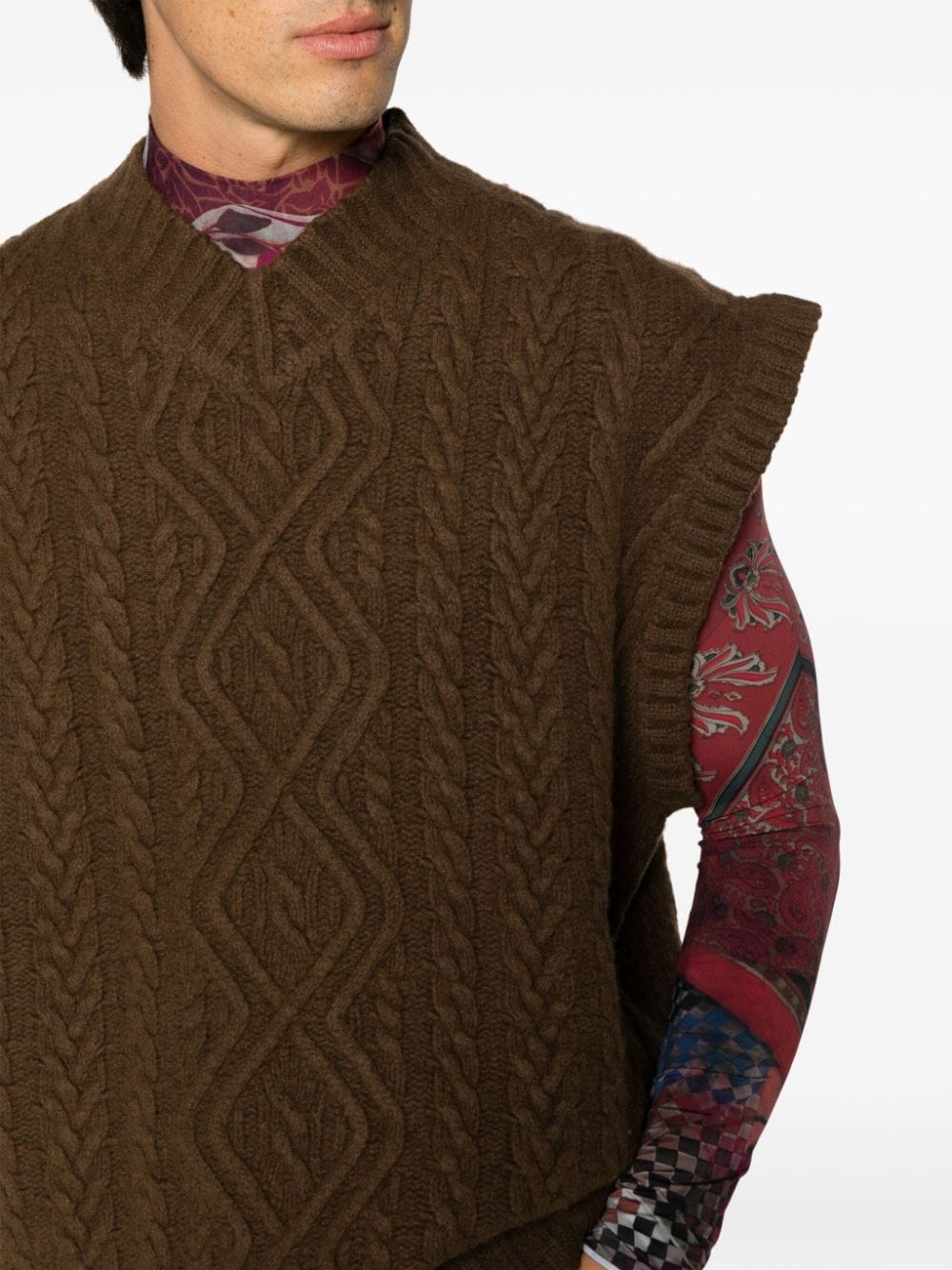 Shop Martine Rose Boiled Cable-knit Vest In Brown