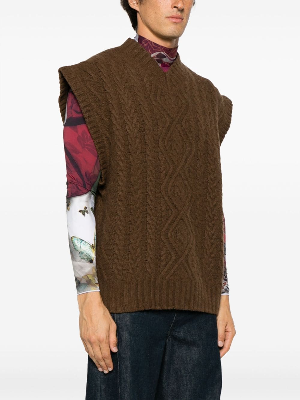 Shop Martine Rose Boiled Cable-knit Vest In Brown