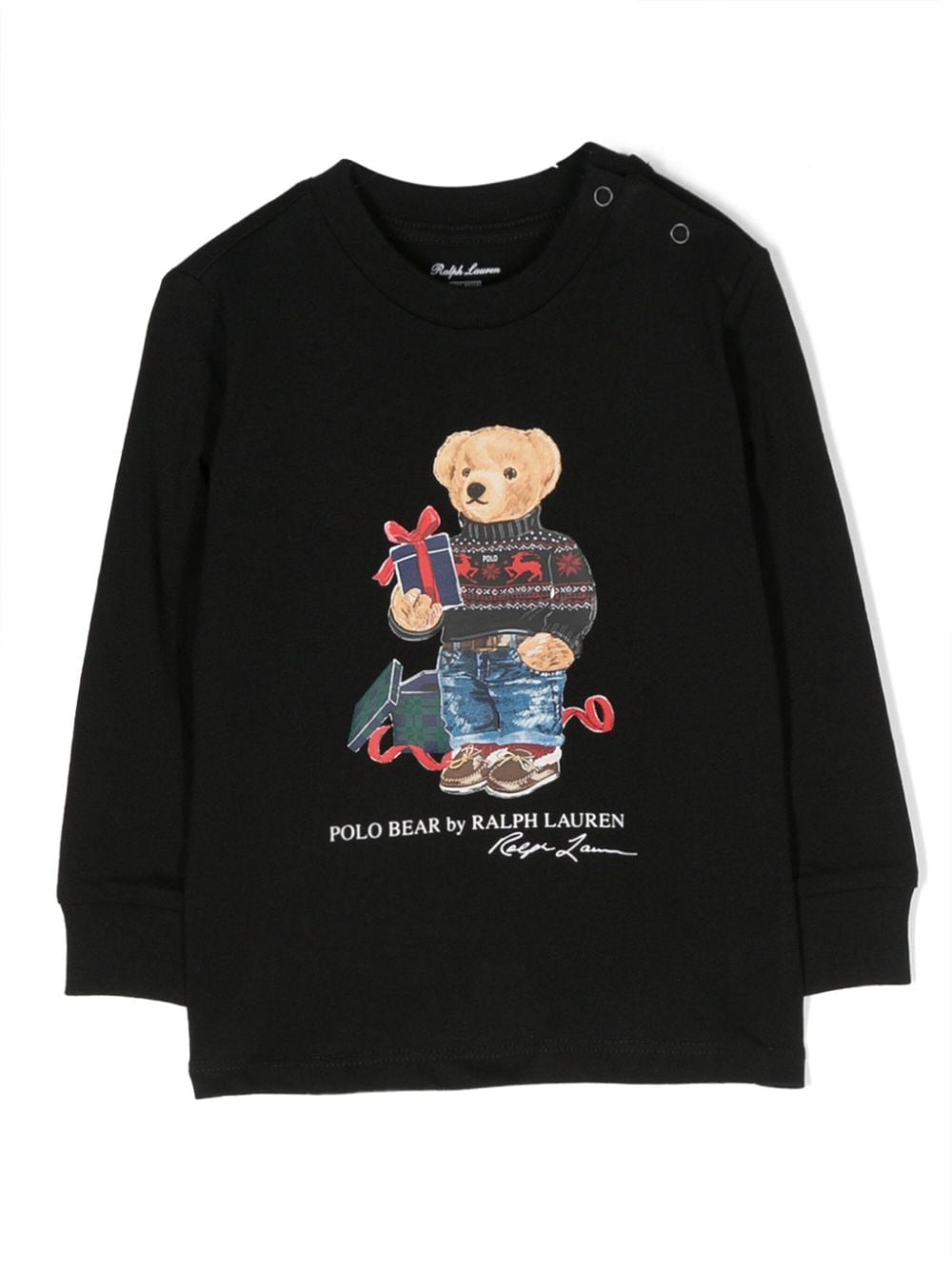 Ralph Lauren Babies' Polo Bear Cotton Sweatshirt In Black
