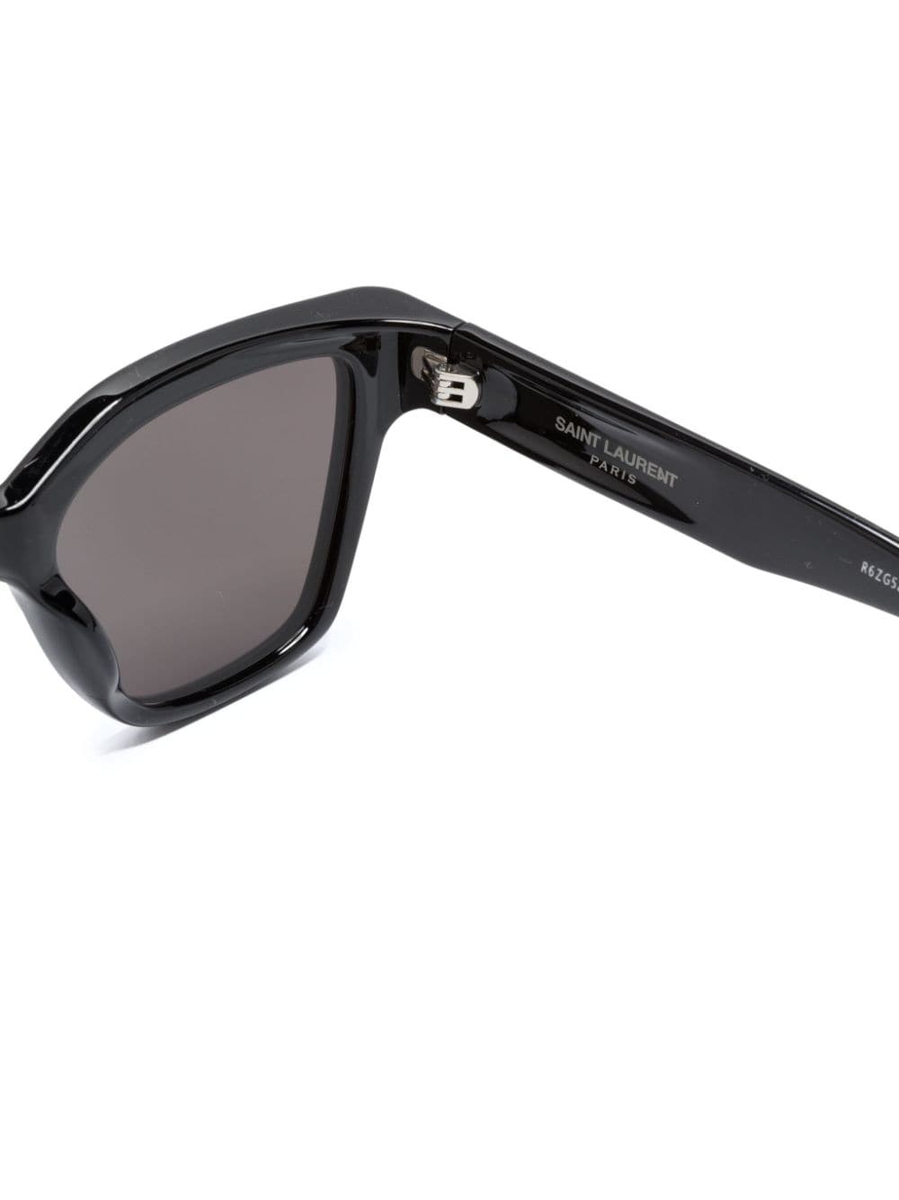 Shop Saint Laurent Logo-print Square-frame Sunglasses In Black