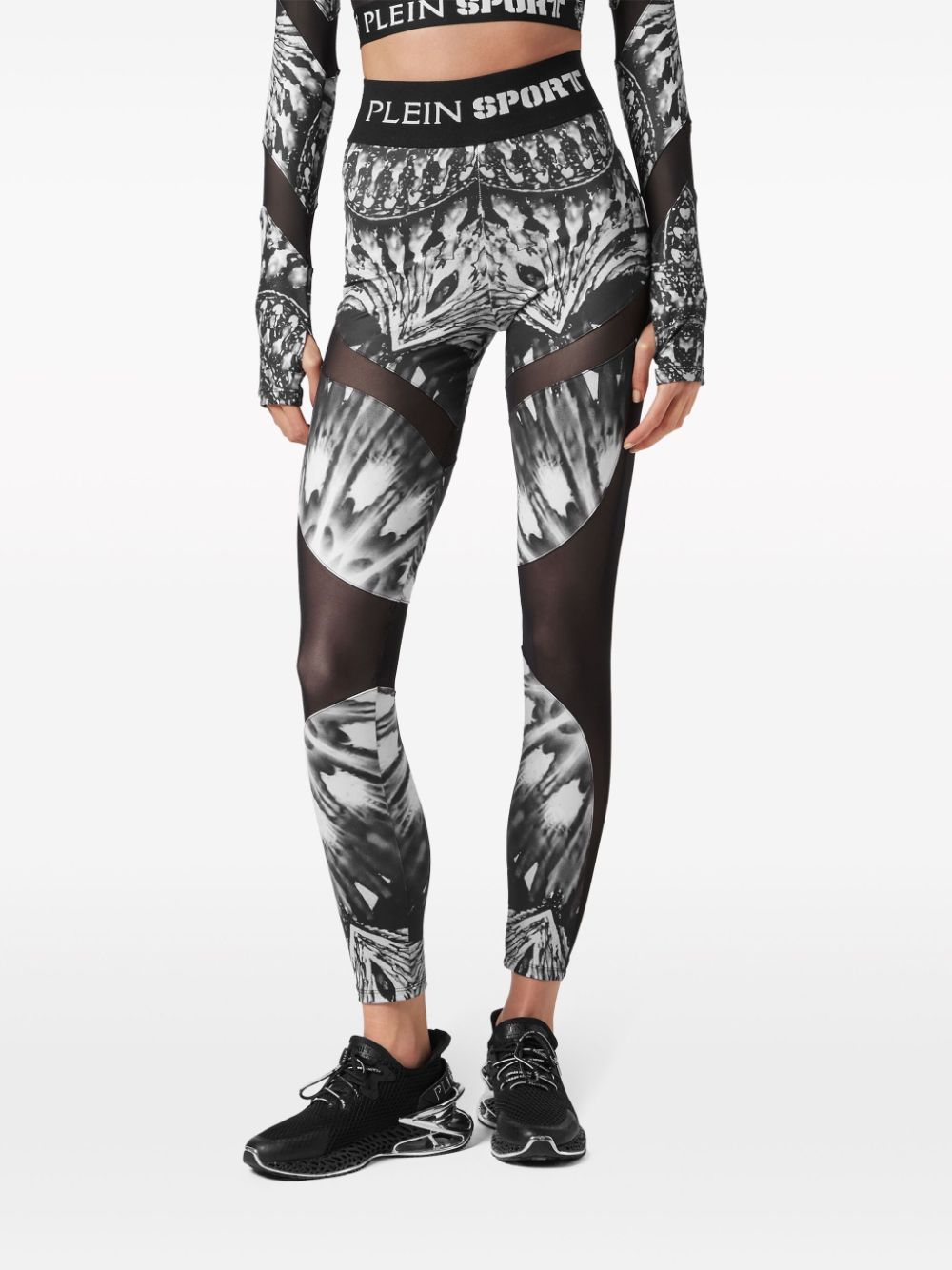 Shop Plein Sport Abstract-print Skinny Leggings In Black